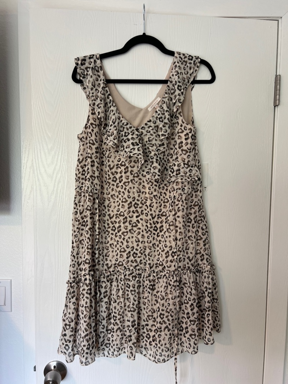 Skies Are Blue Beige and Brown Leopard Print Dress